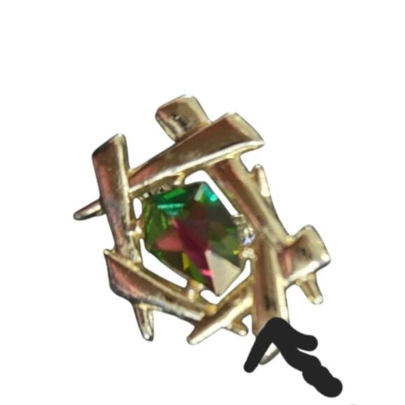 EC VINTAGE SARAH COVENTRY 1964 "CHINESE MODERN" WATERMELON STONE CLIP-ON EARINGS - Picture 4 of 4